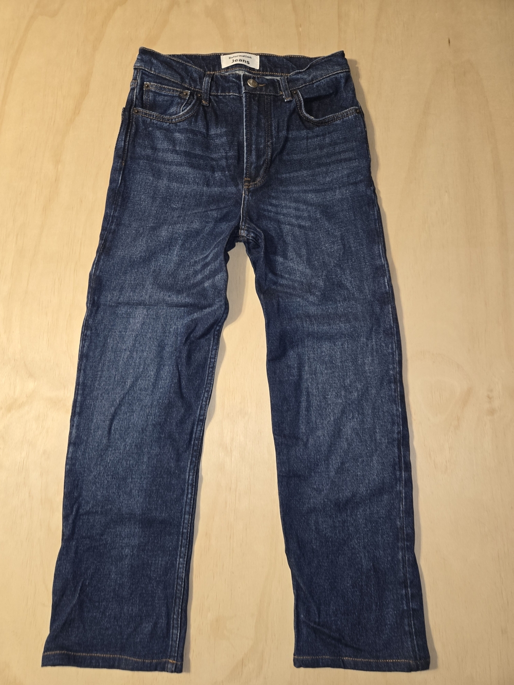 Reformation Liza High Rise Straight Leg Jeans Jamaica Wash Blue Denim Size 25